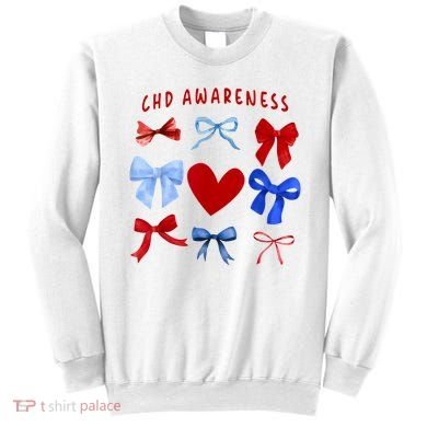Heart Warrior Chd Awareness Heart Disease Coquette Bow Sweatshirt