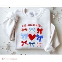 Heart Warrior Chd Awareness Heart Disease Coquette Bow Sweatshirt thumb 2