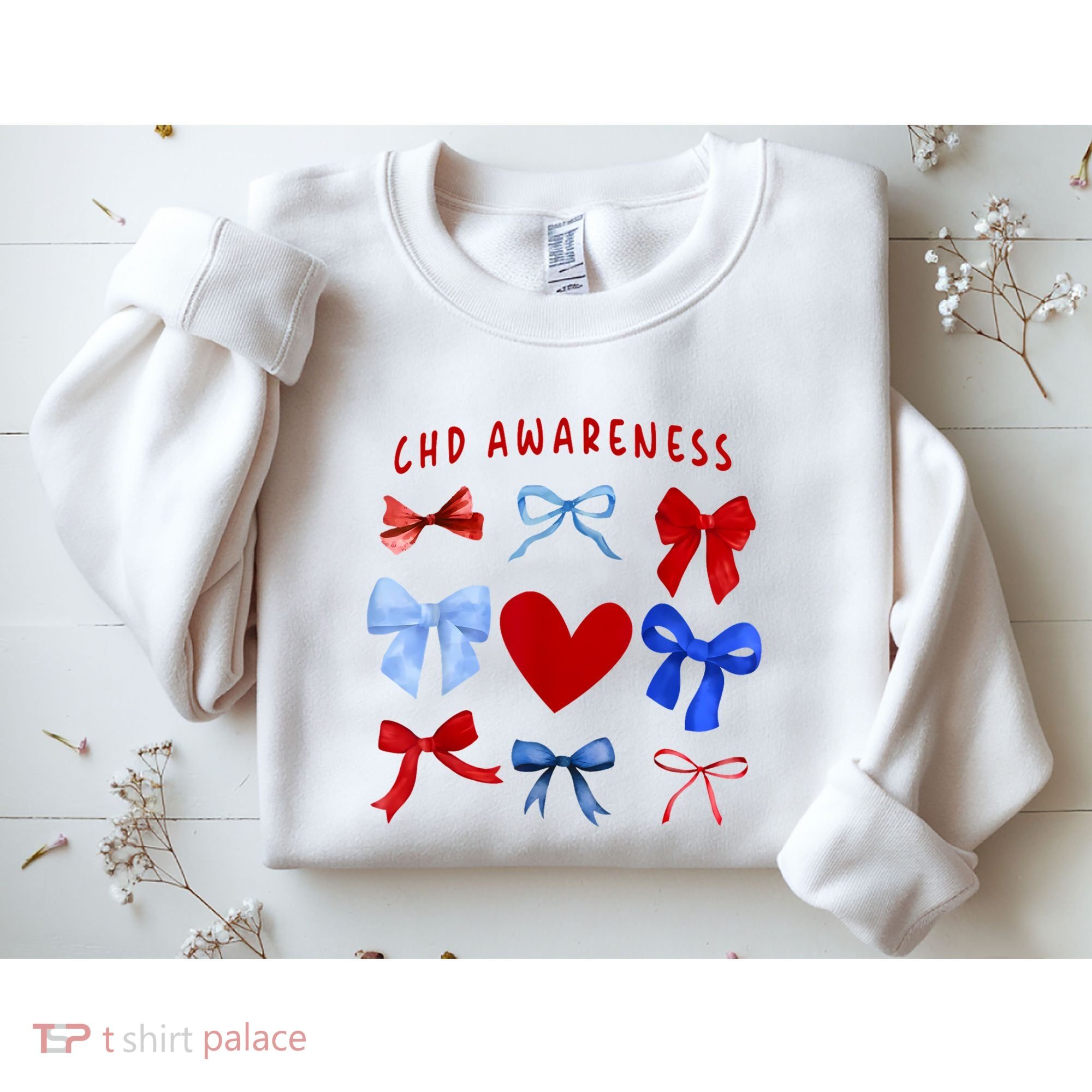 Heart Warrior Chd Awareness Heart Disease Coquette Bow Sweatshirt