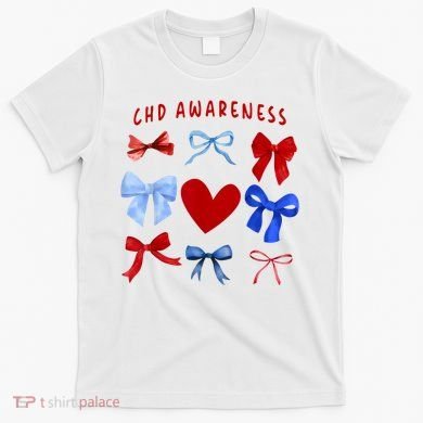 Heart Warrior Chd Awareness Heart Disease Coquette Bow T-Shirt