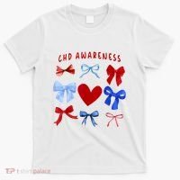 Heart Warrior Chd Awareness Heart Disease Coquette Bow T-Shirt thumb 0