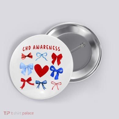 Heart Warrior Chd Awareness Heart Disease Coquette Bow Button