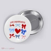 Heart Warrior Chd Awareness Heart Disease Coquette Bow Button thumb 0