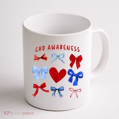 Heart Warrior Chd Awareness Heart Disease Coquette Bow Coffee Mug back