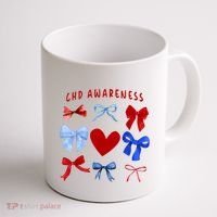 Heart Warrior Chd Awareness Heart Disease Coquette Bow Coffee Mug thumb 1