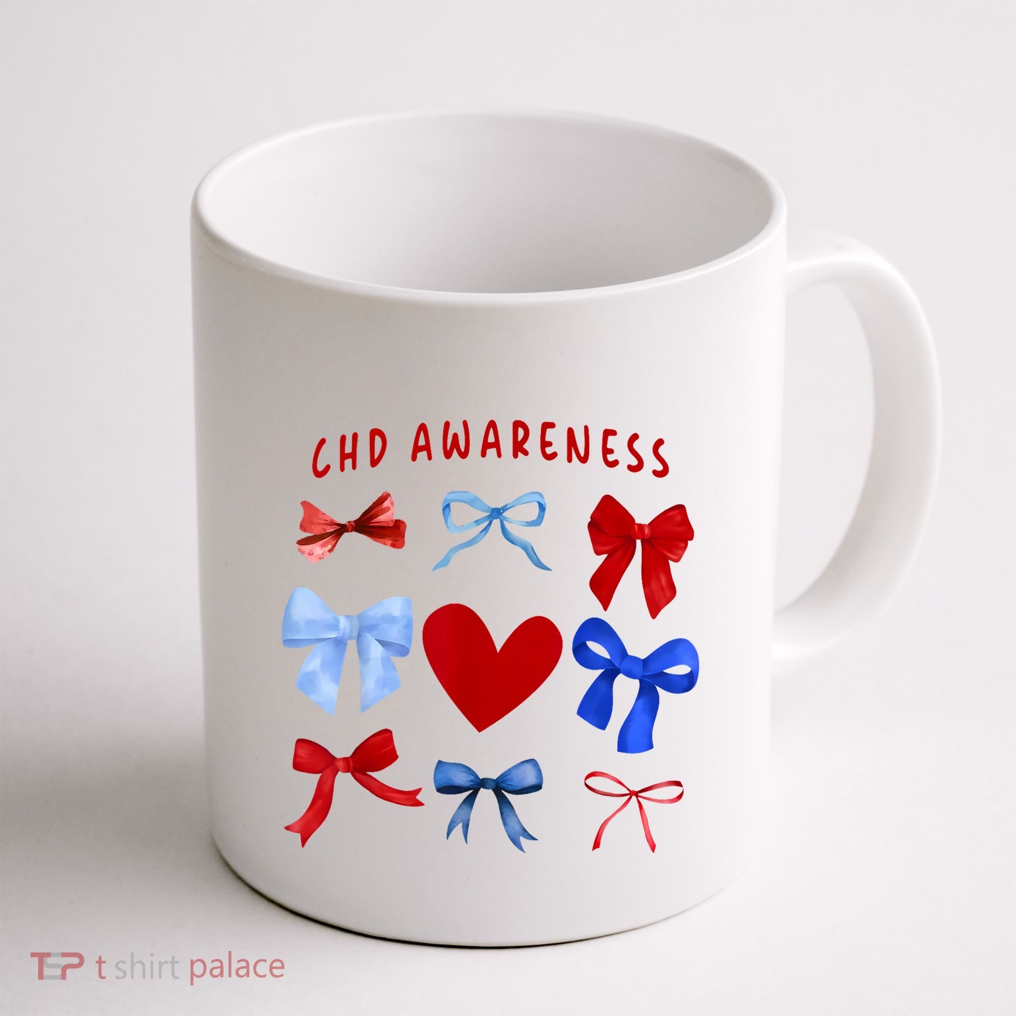 Heart Warrior Chd Awareness Heart Disease Coquette Bow Coffee Mug