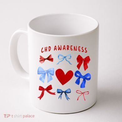 Heart Warrior Chd Awareness Heart Disease Coquette Bow Coffee Mug