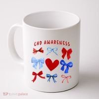 Heart Warrior Chd Awareness Heart Disease Coquette Bow Coffee Mug thumb 0