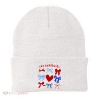 Heart Warrior Chd Awareness Heart Disease Coquette Bow Beanie thumb 0