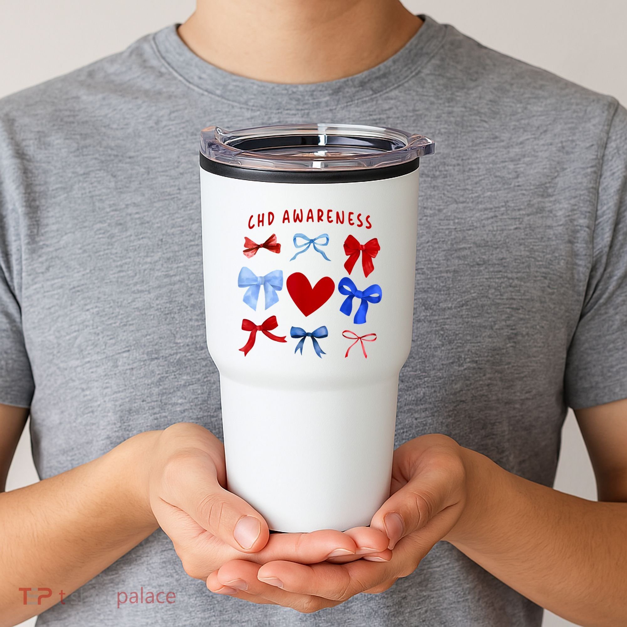 Heart Warrior Chd Awareness Heart Disease Coquette Bow Tumbler
