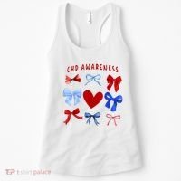 Heart Warrior Chd Awareness Heart Disease Coquette Bow Women's Tank Top thumb 0