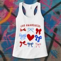 Heart Warrior Chd Awareness Heart Disease Coquette Bow Women's Tank Top thumb 3