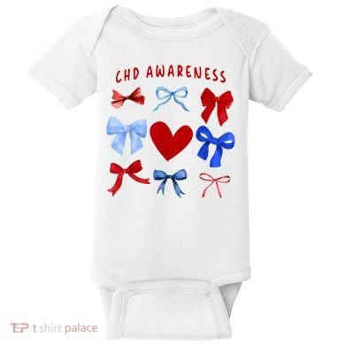 Heart Warrior Chd Awareness Heart Disease Coquette Bow Baby Bodysuit
