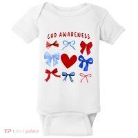 Heart Warrior Chd Awareness Heart Disease Coquette Bow Baby Bodysuit thumb 0
