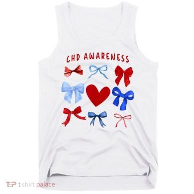 Heart Warrior Chd Awareness Heart Disease Coquette Bow Tank Top