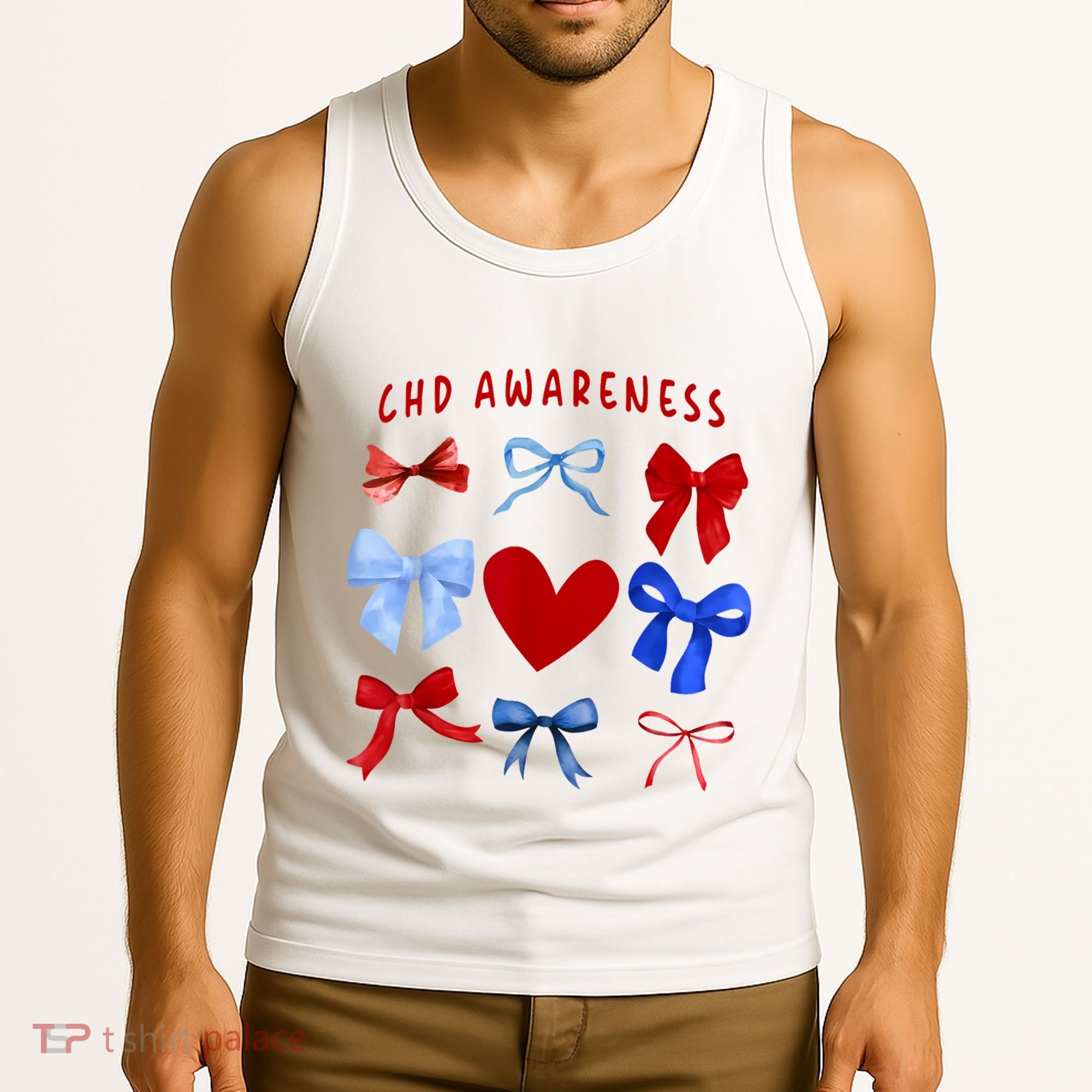 Heart Warrior Chd Awareness Heart Disease Coquette Bow Tank Top