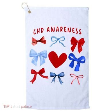 Heart Warrior Chd Awareness Heart Disease Coquette Bow Golf Towel