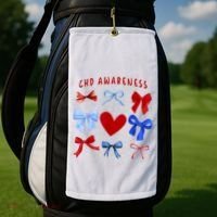 Heart Warrior Chd Awareness Heart Disease Coquette Bow Golf Towel thumb 2