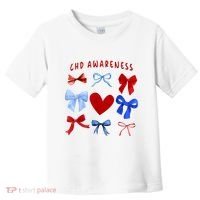 Heart Warrior Chd Awareness Heart Disease Coquette Bow Toddler T-Shirt thumb 0