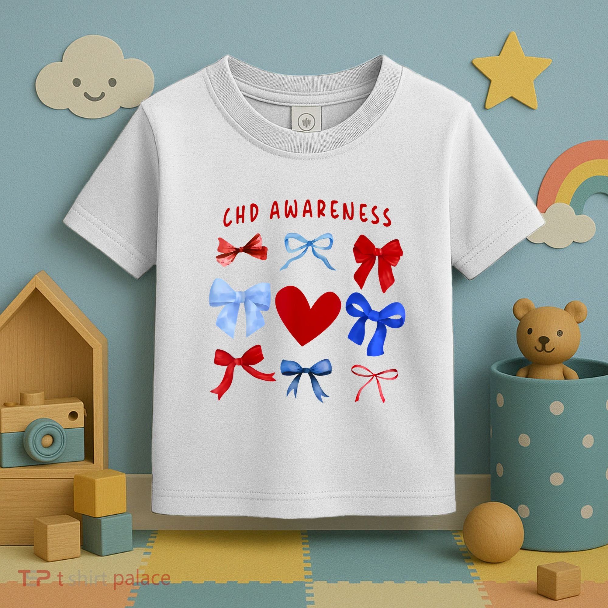 Heart Warrior Chd Awareness Heart Disease Coquette Bow Toddler T-Shirt