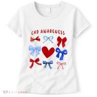 Heart Warrior Chd Awareness Heart Disease Coquette Bow Women's T-Shirt thumb 0