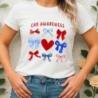 Heart Warrior Chd Awareness Heart Disease Coquette Bow Women's T-Shirt thumb 2