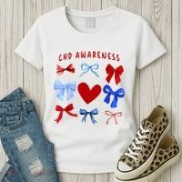 Heart Warrior Chd Awareness Heart Disease Coquette Bow Women's T-Shirt thumb 3