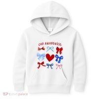 Heart Warrior Chd Awareness Heart Disease Coquette Bow Kids Hoodie thumb 0