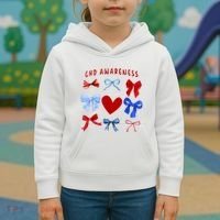 Heart Warrior Chd Awareness Heart Disease Coquette Bow Kids Hoodie thumb 3