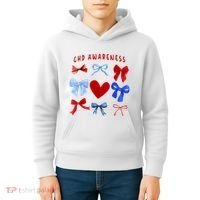 Heart Warrior Chd Awareness Heart Disease Coquette Bow Kids Hoodie thumb 4