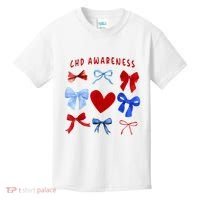 Heart Warrior Chd Awareness Heart Disease Coquette Bow Kids T-Shirt thumb 0