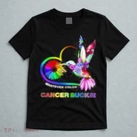 Hummingbird Whatever Color Cancer Sucks Fight Cancer Ribbons T-Shirt thumb 5
