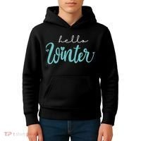 Hello Winter Cute Holiday Kids Hoodie thumb 4
