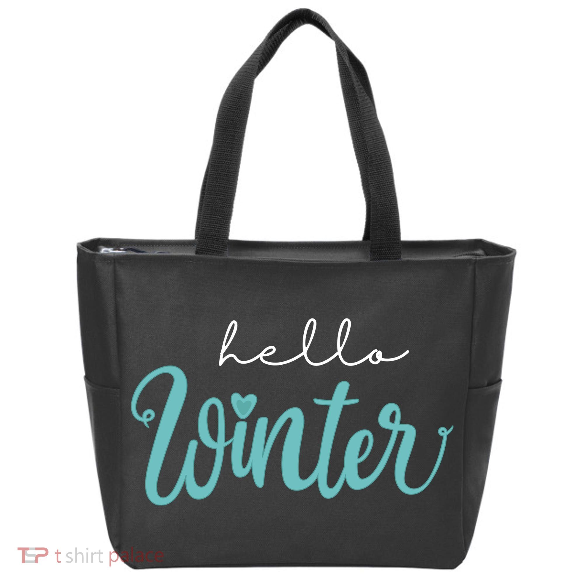 Hello Winter Cute Holiday Tote Bag
