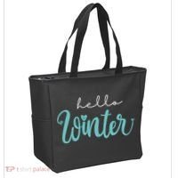 Hello Winter Cute Holiday Tote Bag thumb 2