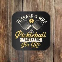 Husband & Wife Couple Pickleball Player Pickleballers Coaster thumb 0