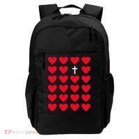 Hearts With Cross Christian Religious Valentines Day Jesus Backpack thumb 0