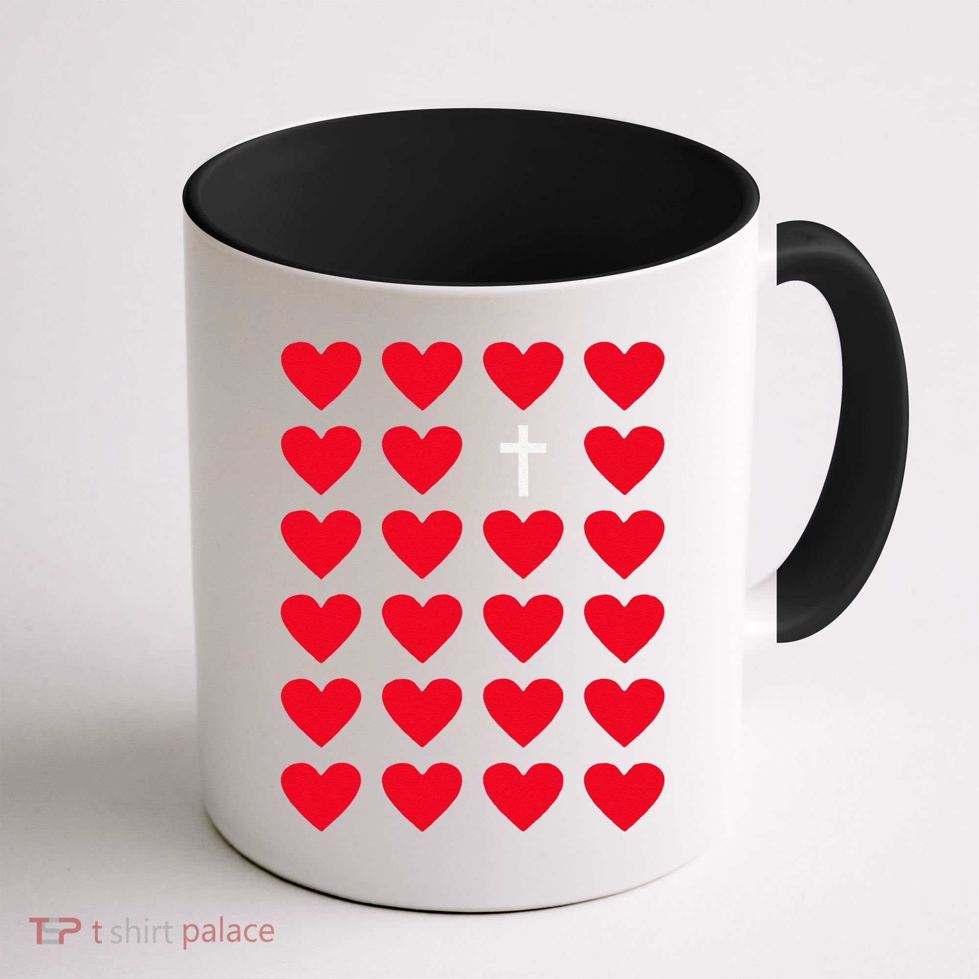 Hearts With Cross Christian Religious Valentines Day Jesus Coffee Mug