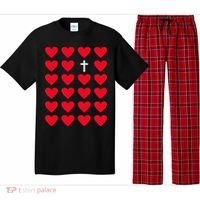 Hearts With Cross Christian Religious Valentines Day Jesus Pajama Set thumb 0