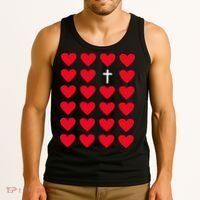 Hearts With Cross Christian Religious Valentines Day Jesus Tank Top thumb 3