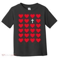 Hearts With Cross Christian Religious Valentines Day Jesus Toddler T-Shirt thumb 0