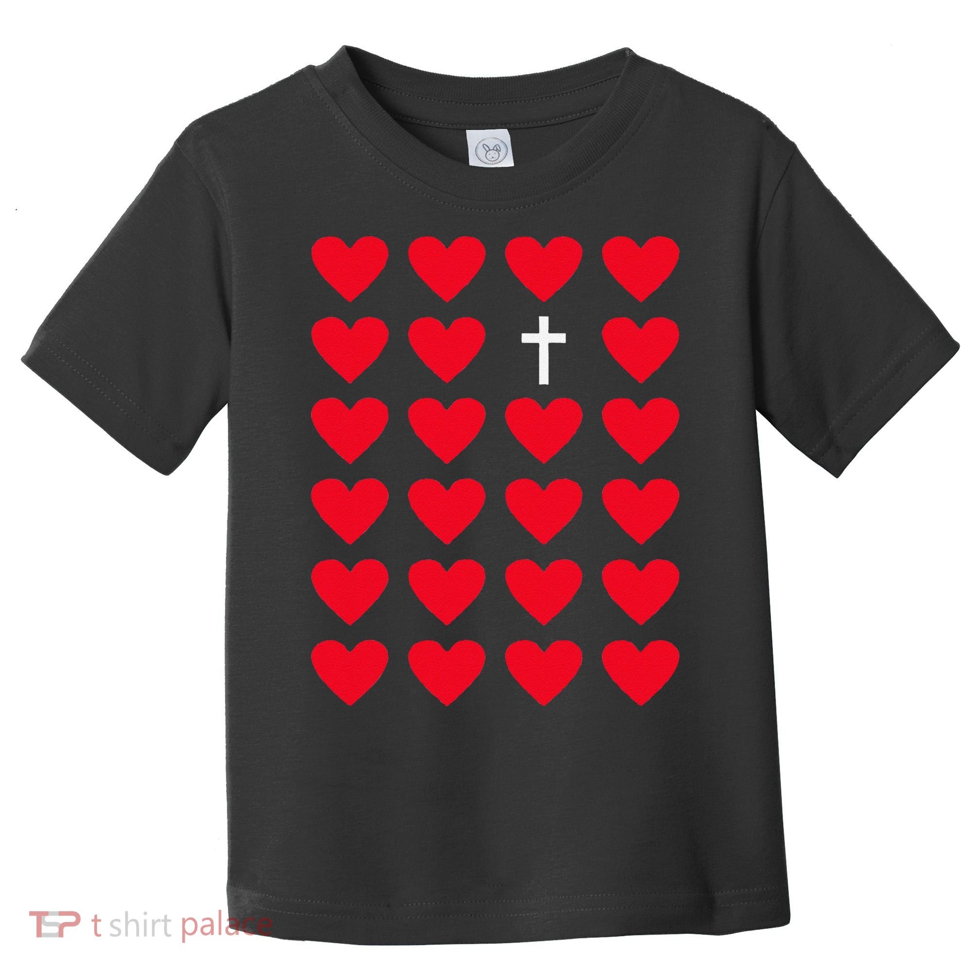 Hearts With Cross Christian Religious Valentines Day Jesus Toddler T-Shirt