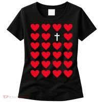 Hearts With Cross Christian Religious Valentines Day Jesus Women's T-Shirt thumb 0