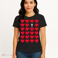Hearts With Cross Christian Religious Valentines Day Jesus Women's T-Shirt thumb 4