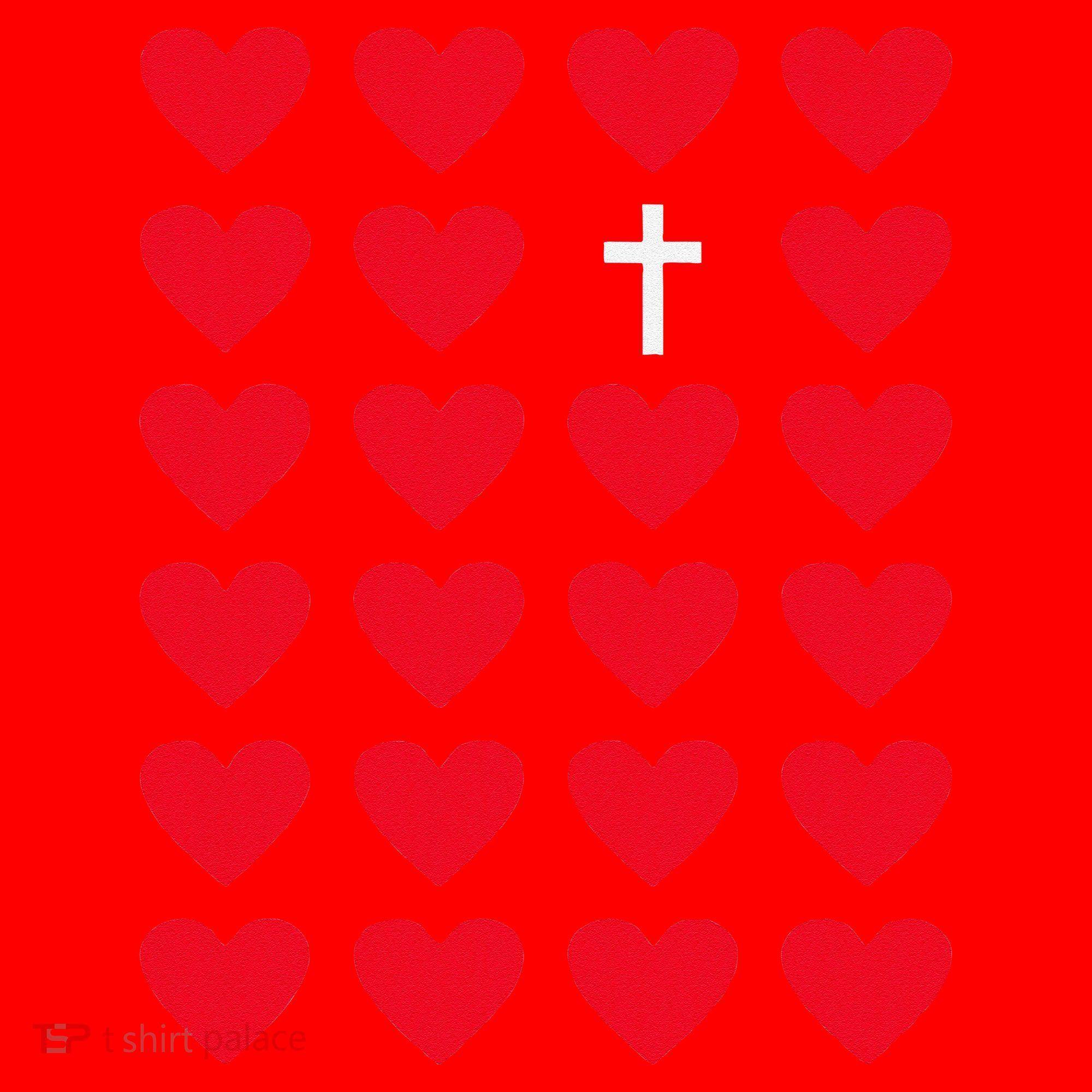 Hearts With Cross Christian Religious Valentines Day Jesus Santa Hat