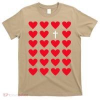 Hearts With Cross Christian Religious Valentines Day Jesus T-Shirt thumb 0