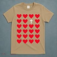 Hearts With Cross Christian Religious Valentines Day Jesus T-Shirt thumb 5