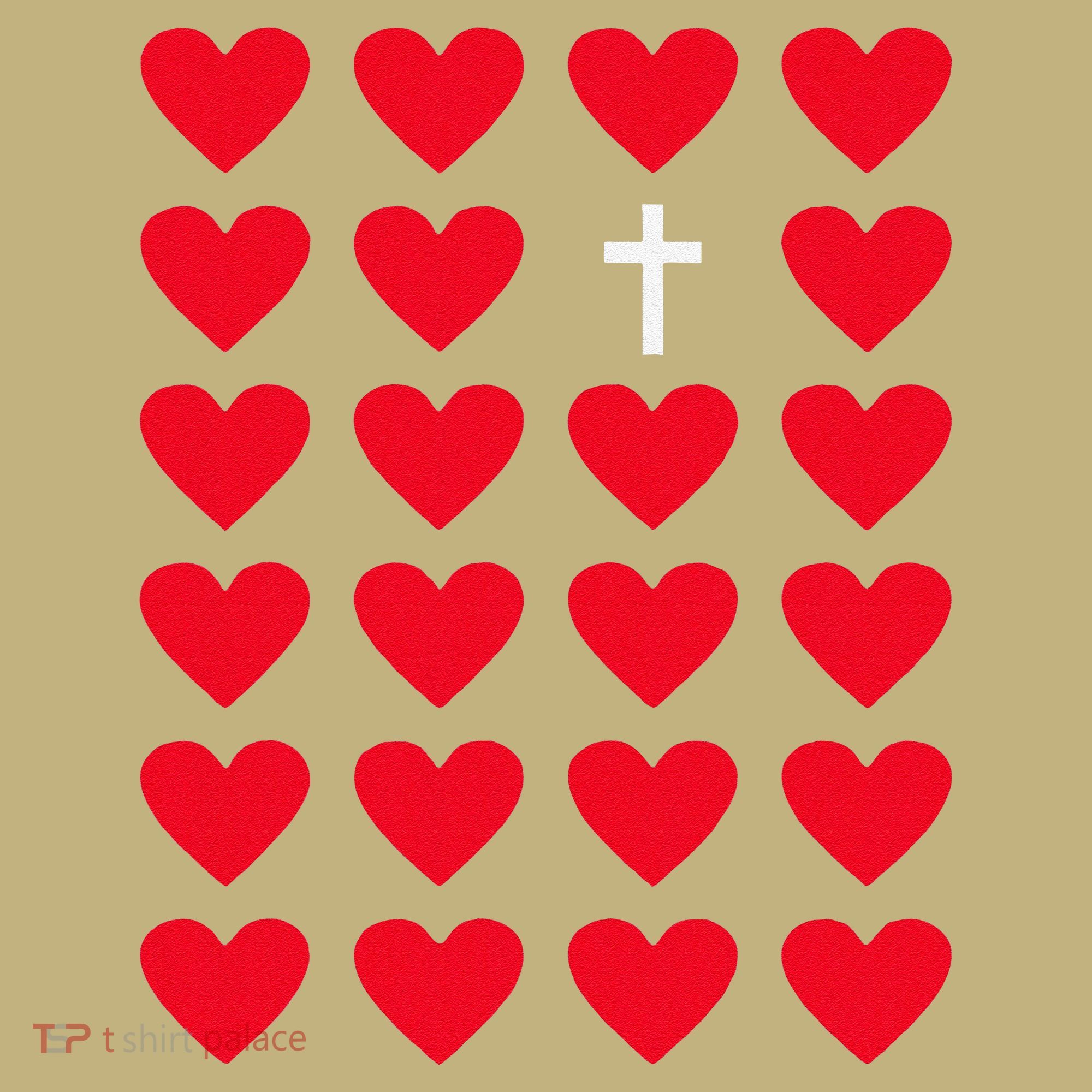Hearts With Cross Christian Religious Valentines Day Jesus T-Shirt