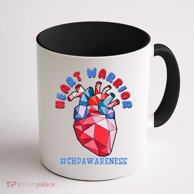 Heart Warrior CHD Congenital Heart Defect Awareness Coffee Mug back