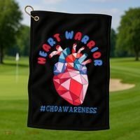 Heart Warrior CHD Congenital Heart Defect Awareness Golf Towel thumb 1